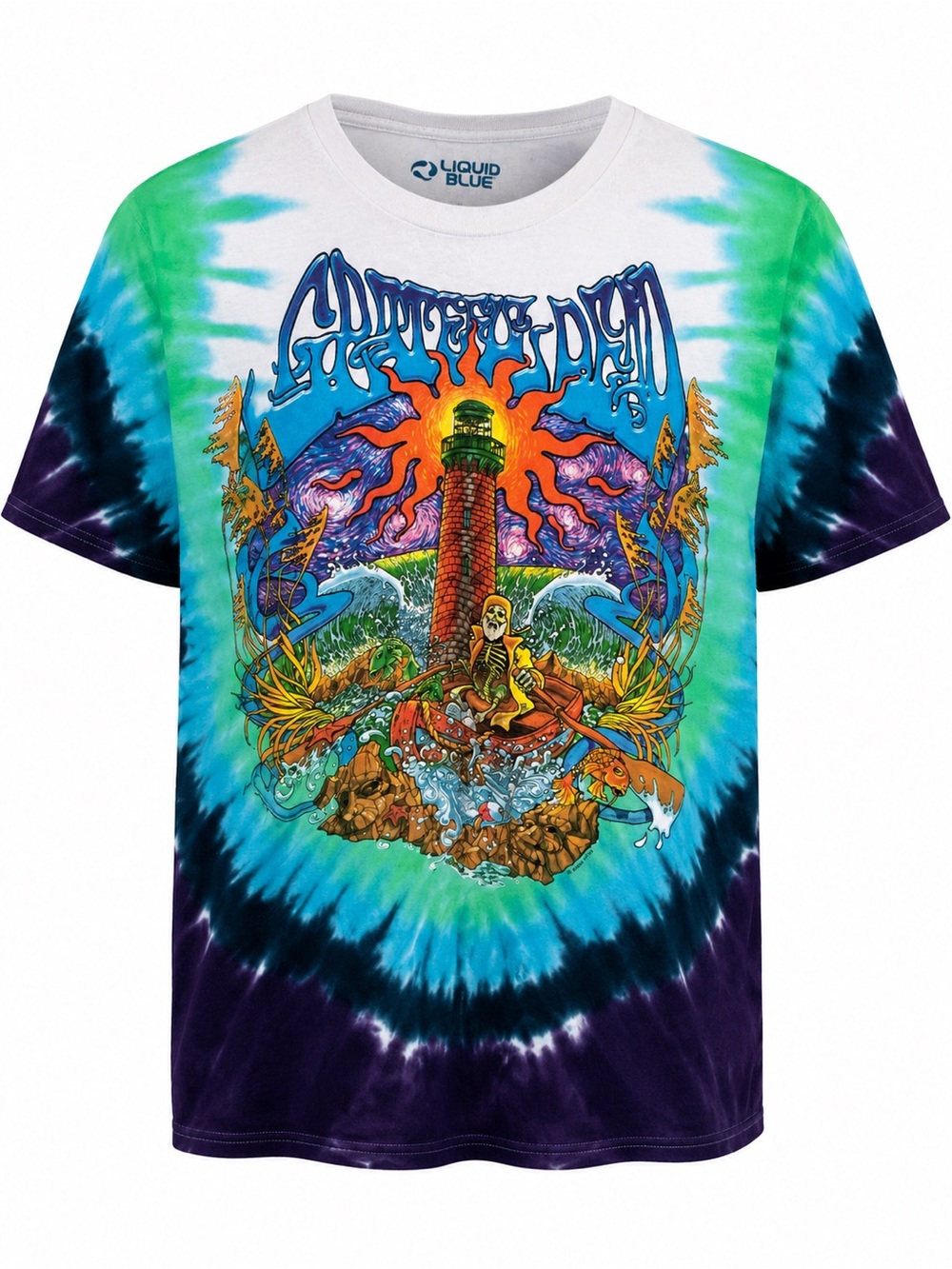 Liquid Blue Grateful Dead Watch Tower Lighthouse Tie Dye T Shirt XL NWT Deadhead